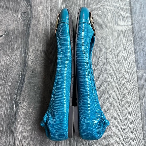 Tory Burch Teal Reva Ballet Flats 8 - Picture 5 of 7